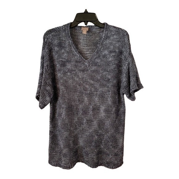 Chico’s | Pullover Drop Shoulder Woven Short Sleeve Sweater Top 3 | XL - Picture 1 of 8